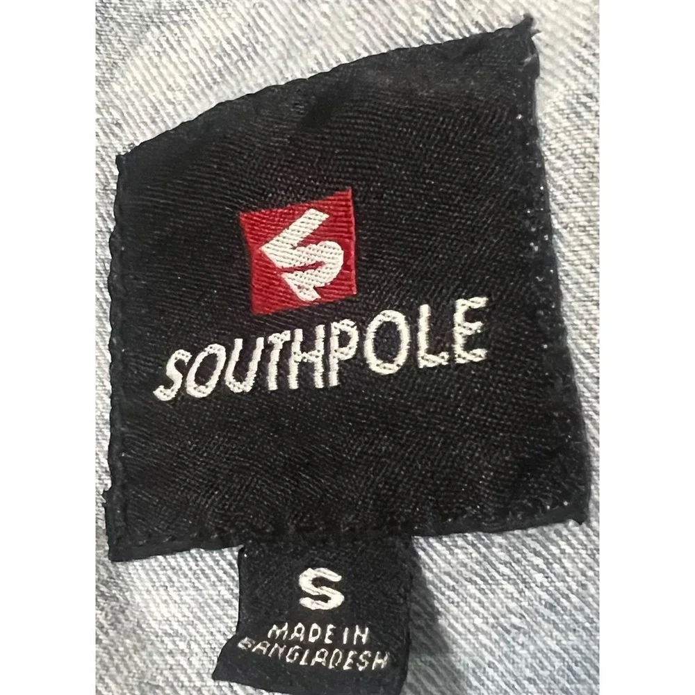 Southpole Denim Vest Mens Light Wash ‎ Button Front Trucker Style Size Small
